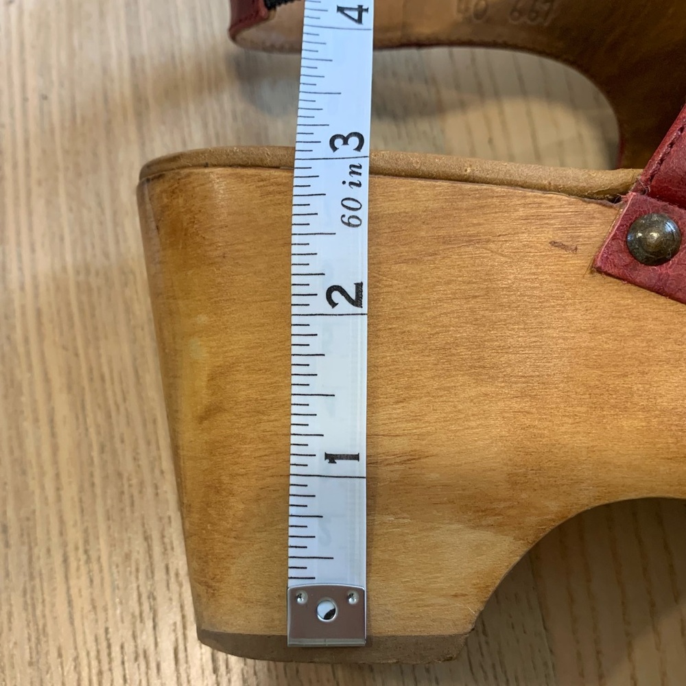 Women's Red Leather Clogs - Picture 8 of 8